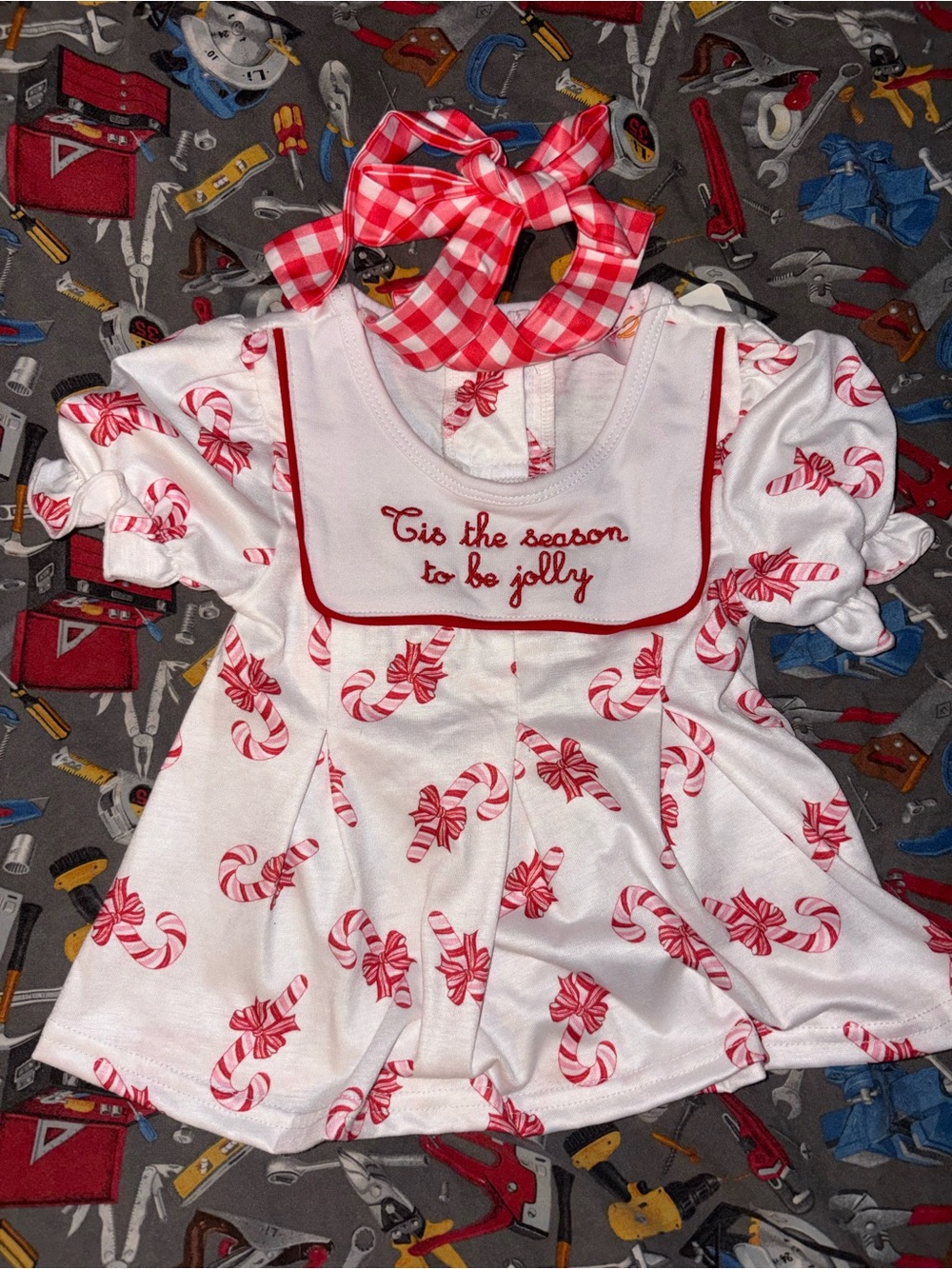 Girls White and Red Candy Cane Holiday Top - 'Tis the Season